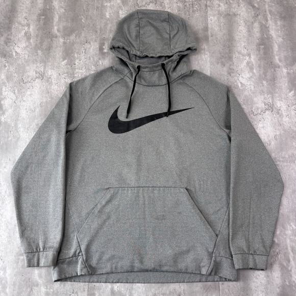 Nike Other - Nike Swoosh Hoodie Men's XL Gray Dri Fit Logo Skate Grunge Check Sweatshirt‎ Y2K